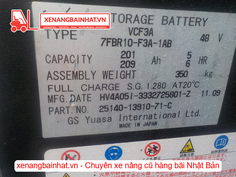 Xe nâng điện đứng lái Toyota 7FBR10 1 Tấn, 4.5m-7 cũ hàng bãi Nhật
