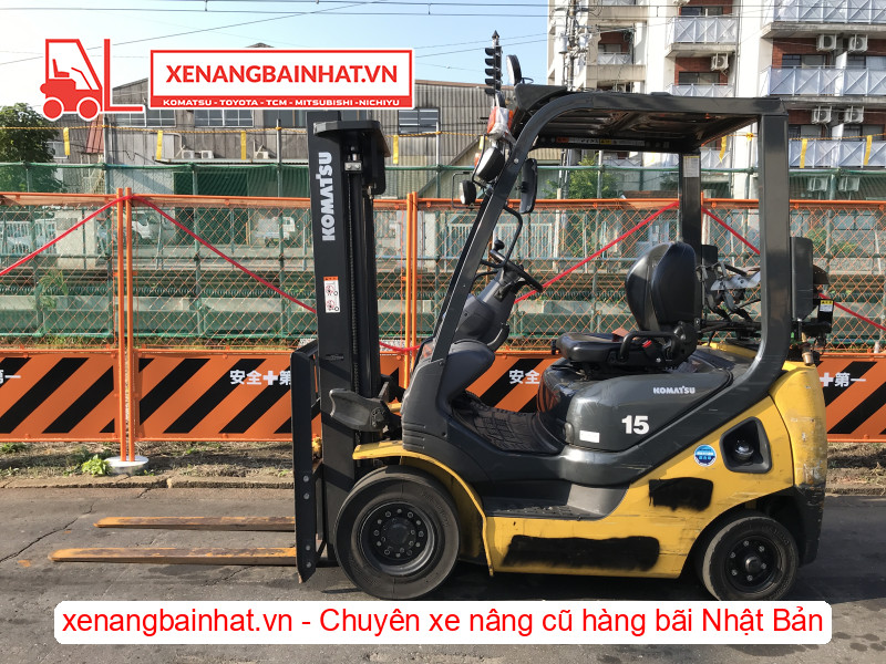 Xe nâng xăng Komatsu FG15T-21 1.5 Tấn, 3m-0 cũ hàng bãi Nhật