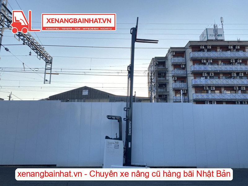75-Xe nâng điện đứng lái NICHIYU FBRMW18-80 1.8 Tấn, 6m khung 3 tầng