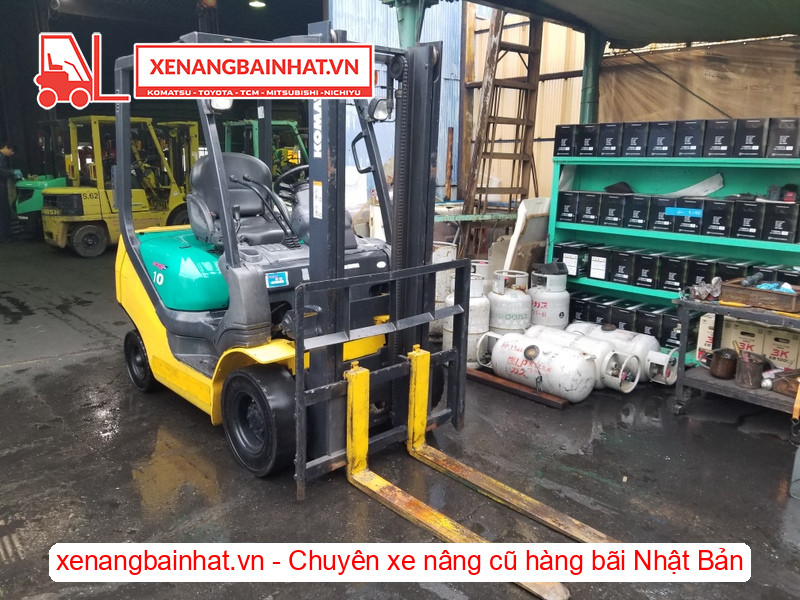 Xe nâng xăng Komatsu FG10C-20 1 Tấn, 3m-4 cũ hàng bãi Nhật