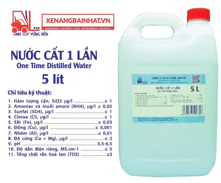 Nước cất châm bình ắc quy xe nâng điện