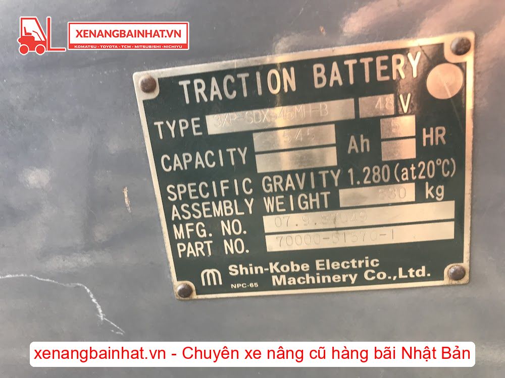 Xe nâng Điện 2 Tấn NICHIYU FB20PN-75B nâng cao 4m SX 2007