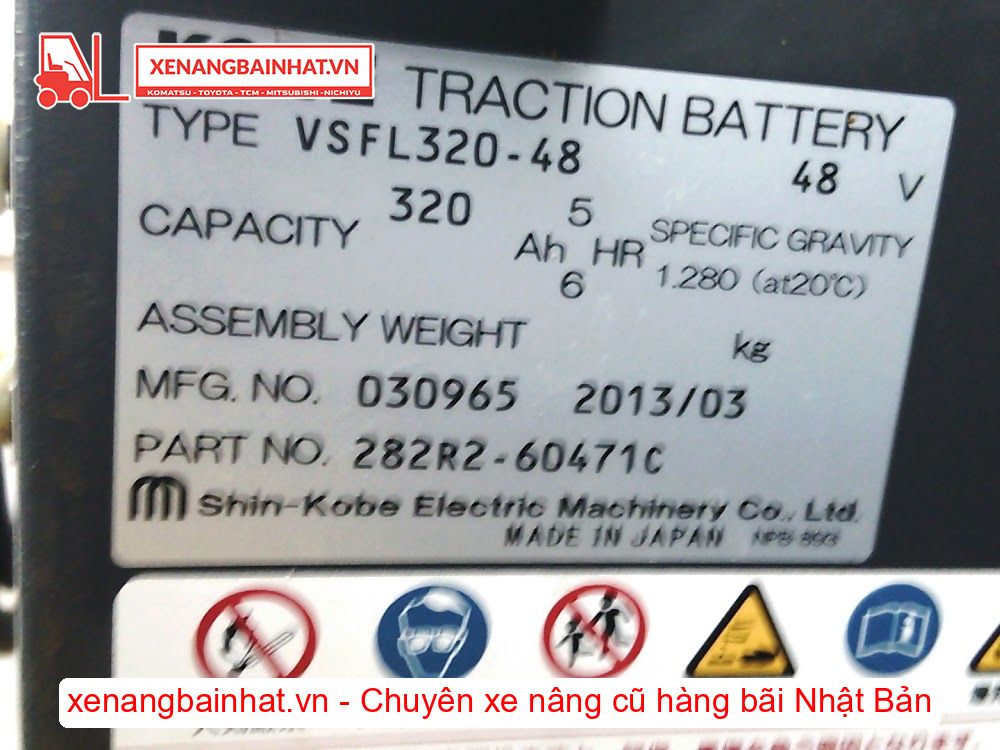 Xe nâng Điện 2.5 Tấn TCM FRB25-8M nâng cao 4m SX 2013