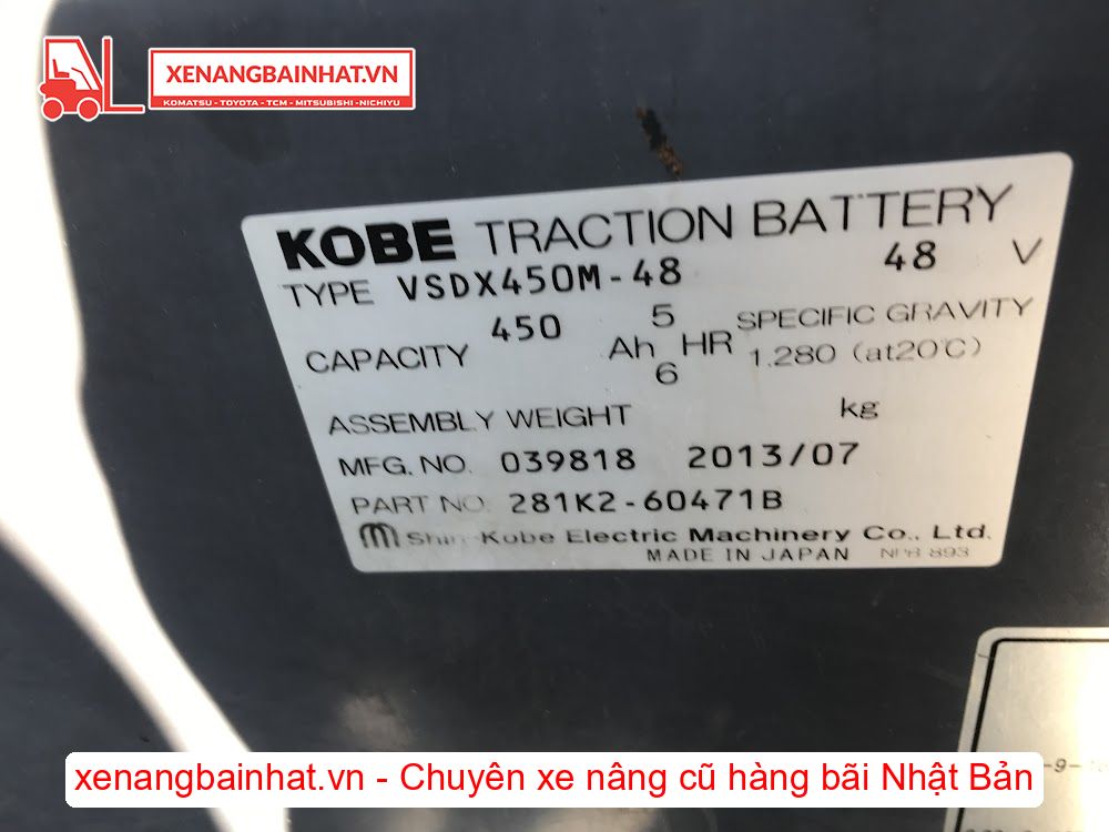 Xe nâng Điện 2 Tấn TCM FB20-8 nâng cao 3m SX 2013