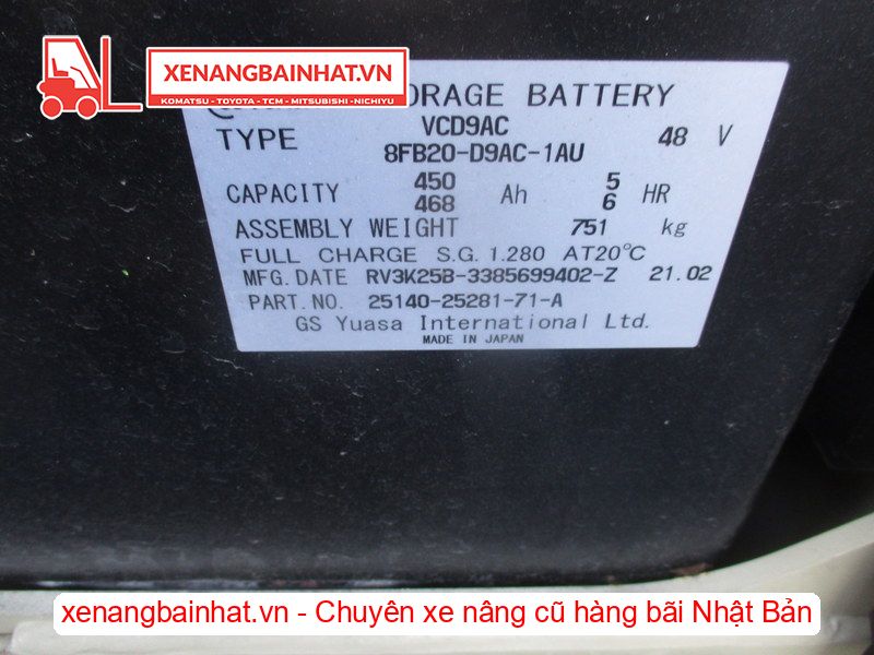 Xe nâng Điện 2 Tấn TOYOTA 8FB20 nâng cao 3m SX 2021