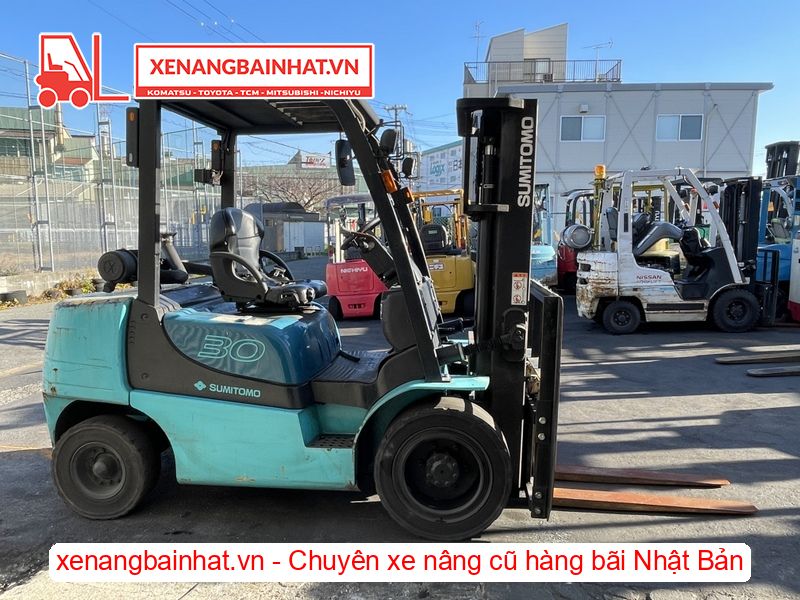 Xe nâng dầu 3 Tấn SUMITOMO 13FD30PAXI98D nâng cao 3m SX 2013