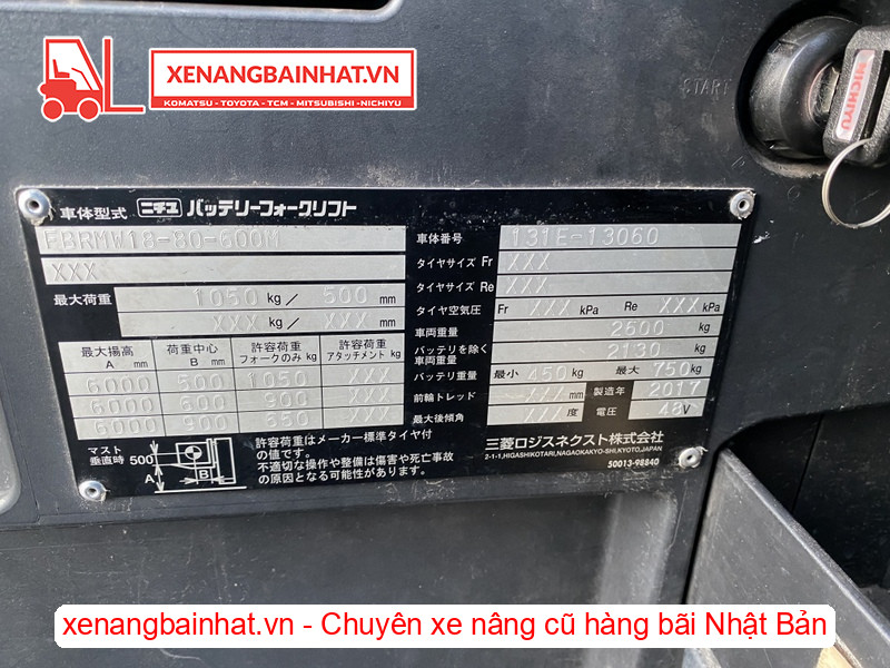75-Xe nâng điện đứng lái NICHIYU FBRMW18-80 1.8 Tấn, 6m khung 3 tầng